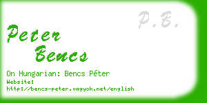 peter bencs business card